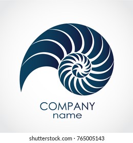 Blue Color Snail Shell Spiral Shape Logo