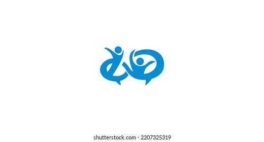 logotipo de vector de comunicación social de color azul