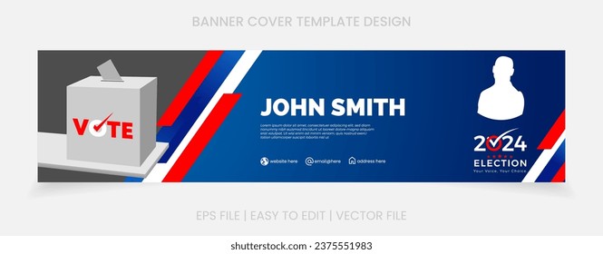 blue color social media banner election. vote with box illustration vector design. 