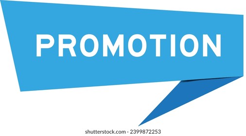 Blue color speech banner with word promotion on white background