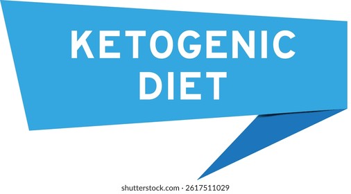 Blue color speech banner with word ketogenic diet on white background