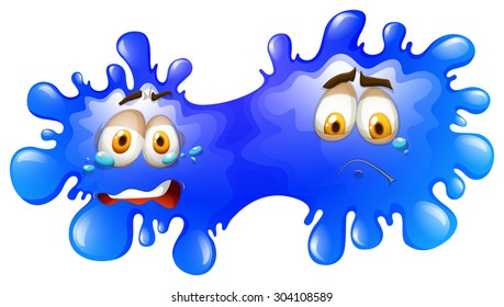 Blue color splash with face illustration
