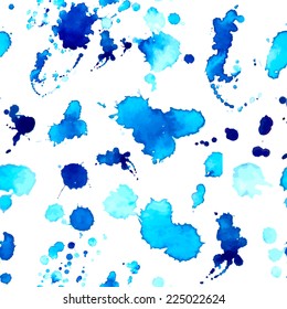 Blue color splatters splash ink seamless background