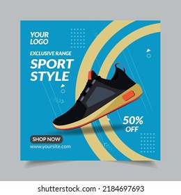 Blue color Sport Shoes Brand Product Social Media Post Banner