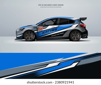 blue color Sporty racing car wrap design