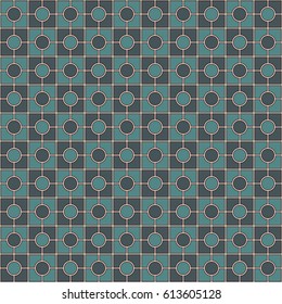 Blue color square chain abstract background. Mosaic wallpaper. Seamless pattern with symmetric geometric ornament. Digital paper, textile print, page fill. Vector illustration