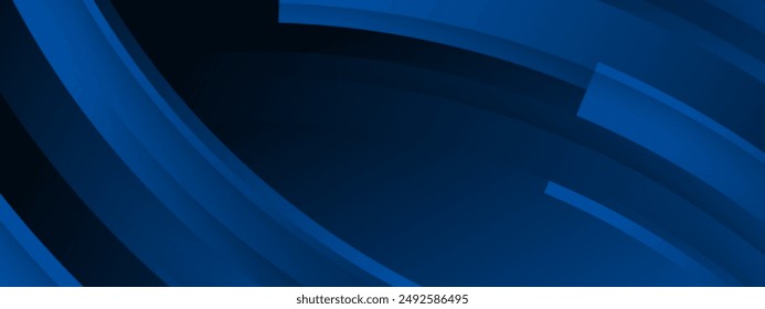 Blue color square pattern on banner with shadow. Abstract blue geometric background with copy space.