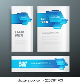Blue color squares theme Set cover flyer and banners