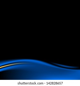 Blue color stage curtain on black background in square format. Luxury backdrop wave strip in dark style. Empty space for text or sign. Wire mesh technique. Vector illustration design element 8 eps