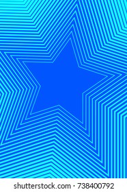 Blue color star. Linear background. Design elements. Curved sharp corners many streak created using Blend Tool. Poligonal lines. Guilloche. Vector illustration EPS 10. Creative band art.