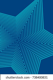 Blue color star. Linear background. Design elements. Curved sharp corners many streak created using Blend Tool. Poligonal lines. Guilloche. Vector illustration EPS 10. Creative band art.
