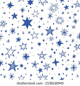 blaue Sternmuster auf weißem Hintergrund, Vektorgrafik