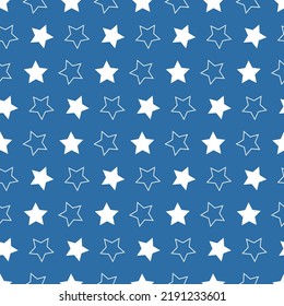 Blue color star seamless pattern, creative background for design