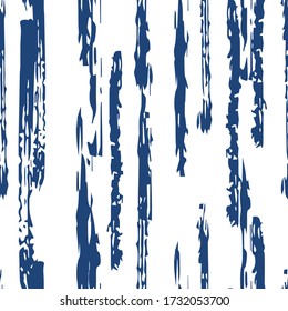 Patrón transparente del vector de banda de color azul. Papel tapiz de la línea de tracción. Patrón de mano de línea índigo. Diseño textil de banda.