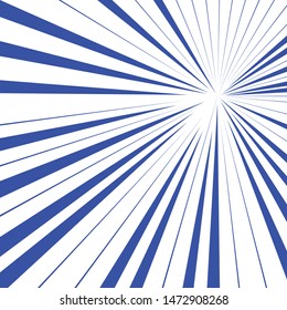 Blue color sunburst rays design element isolated on white vector template 