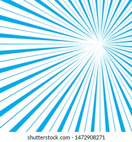Blue color sunburst rays design element isolated on white vector template 