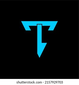 blue color of tetter T logo design