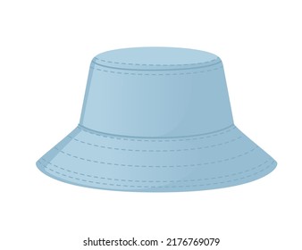 Blue color textile panama hat summer headwear vector illustration isolated on white background