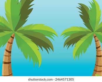 Blue color texture background with tree ornament. Used for presentation of business products for sale in online stores. Summer tropical beach with minimal concept, Vacation background.