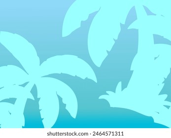 Blue color texture background with tree ornament. Used for presentation of business products for sale in online stores. Summer tropical beach with minimal concept, Vacation background.