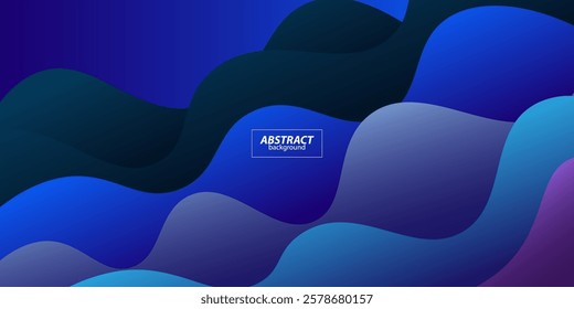 Blue color texture layered 3D paper cut in gradient vector banner. Abstract paper cut art background design for website template. Topographic map concept or fine origami paper cut. eps10