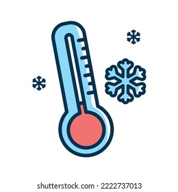 blaues Farbthermometer, Vektorbild mit weißem Hintergrund
