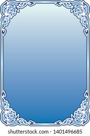 Blue color Traditional or vintage design for frame and border, decorative, invitation card, sign printing