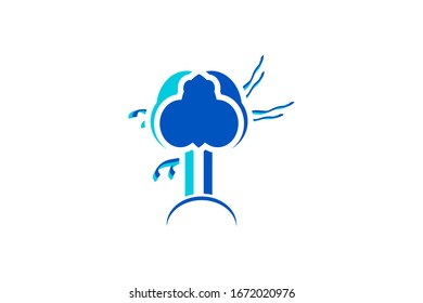 blue color tree symbol isolated on white background