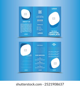 color azul Diseño de Plantilla de folleto Trifold