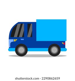 blue color truck illustration in flat style for children's book.