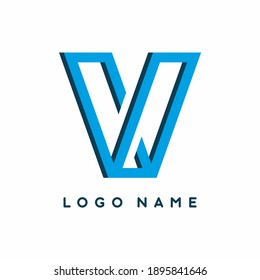 Color azul del formato vectorial de la plantilla del logotipo de negocios de la letra inicial de V