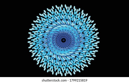 Blue color vector with black background.
