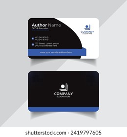 Blue color vector business card design template or abstract visiting card