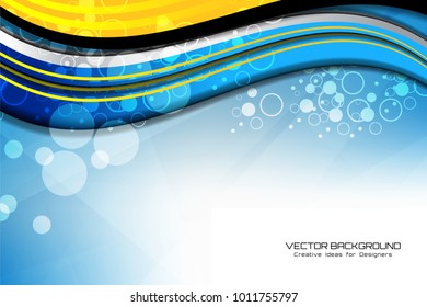 Blue Color Vector illustration of Abstract Wavy Background with bokeh lights effect for business banner and advertising web design