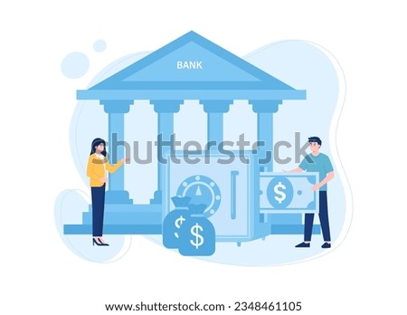 Blue color vector with investment in bank concept trending concept flat illustration