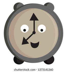 Reloj de pared de color azul que muestra el dibujo o ilustración de color vectorial de 1 en punto y 30 minutos 
