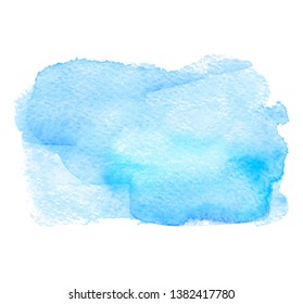 Blue color watercolor hand drawn isolated vector stain for design, art card, wallpaper, frame, border, decoration