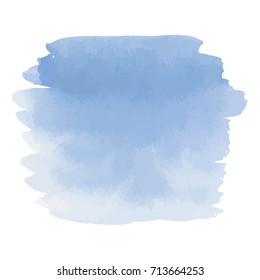 Blue color watercolor hand drawn gradient banner. Paint wash.