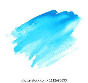 Blue color watercolor isolated vector striped blur stroke on white background. Hand drawn colorful paper texture scribble drip liquid smear element for banner, tag, design, border