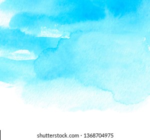 Blue color watercolor vector dry splash hand drawn liquid background for design, wallpaper, card, poster, cover