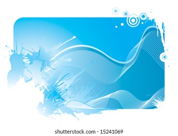 Blue color wave and splash background, vector illustration layered file.