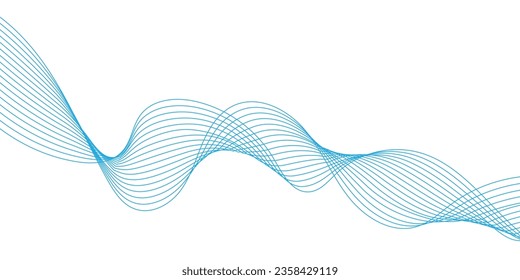 Blaue Farbwellen Vektorgrafik. Abstrakter Vektorhintergrund mit glatter Farbwelle. Rauchwavy-Linien. Vektorblauer Hintergrund