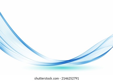 Blue color wavy lines, abstract wave design element.