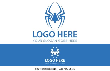 Blue Color White Arrow Abstract Spider Logo Design