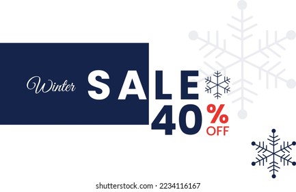 blue color winter sale vector, abstract winter up to 40 percent sale, winter sale up to 40%