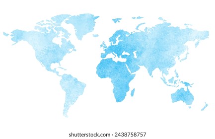 Blue color world map watercolor vector background, perfect for office, company, school, social media, advertising, sales, printing and more