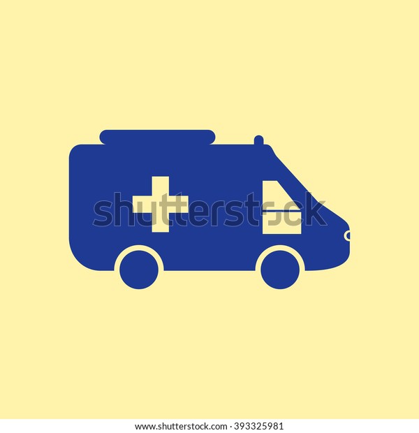 Blue Colored Ambulance Icon on Light Orange\
Background. Eps-10.