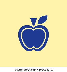 Blue Colored Apple Icon on Light Orange Background. Eps-10.
