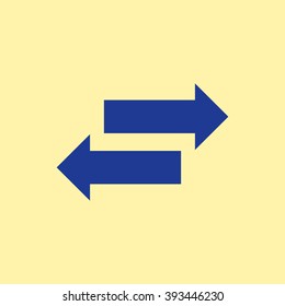 Blue Colored Arrows Icon on Light Orange Background. Eps-10.
