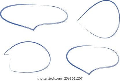 blue colored artwork speech bubbles set vector